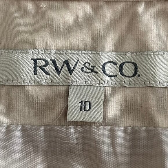 RW&CO. Casual Neutral Lined Cotton A Line Skirt 4 Pleats Front & Back Tan Sz 10 - Picture 8 of 10